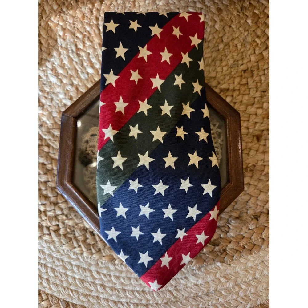 Structure‎ Mens Silk Tie Stars Stripes Red Blue Green Patriotic  Made in the USA